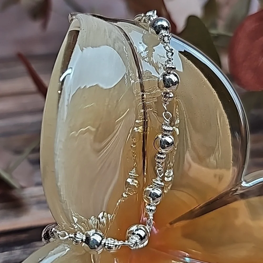 SILVER BALL AND CHAIN FASHION BRACELET